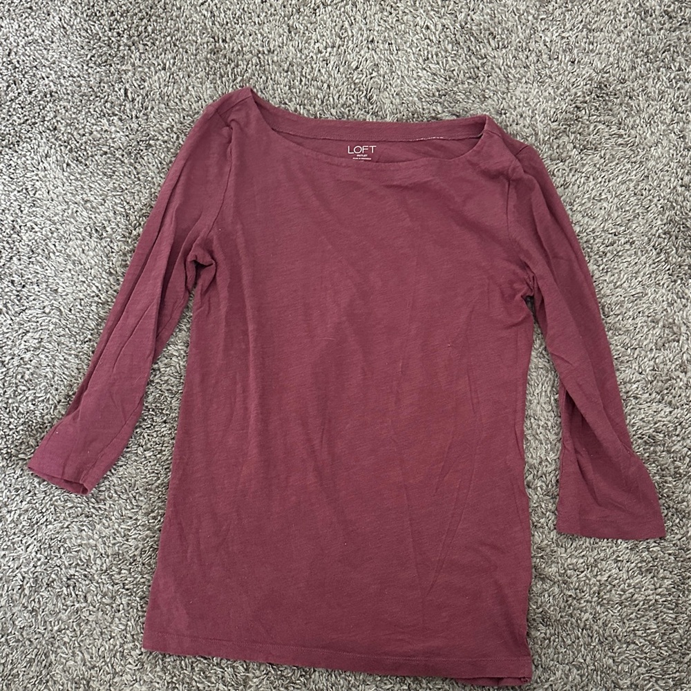 LOFT Dusty Rose Three-Quarter Sleeve Blouse